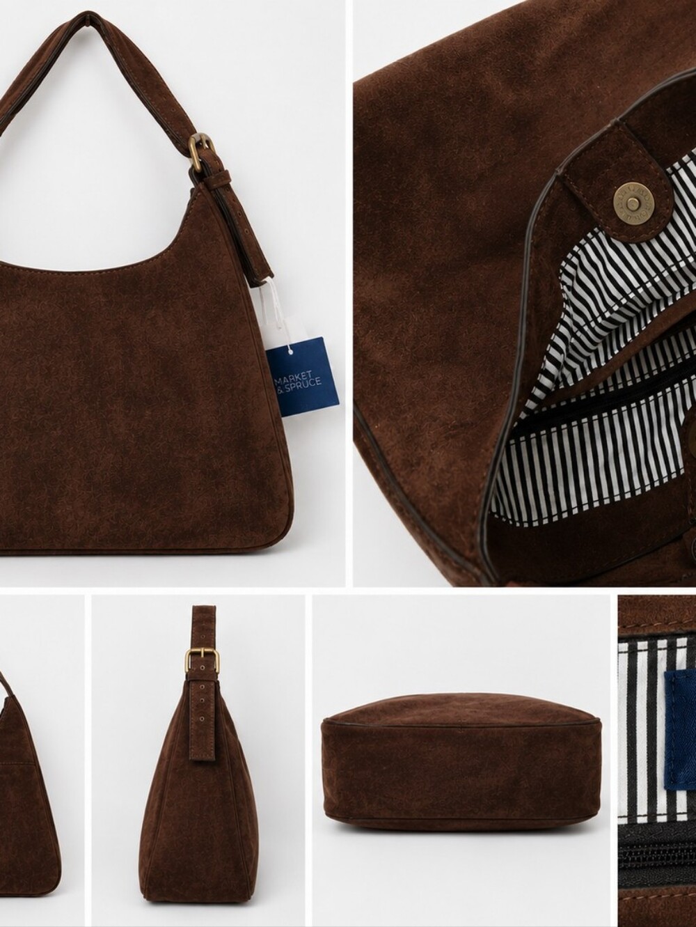 Market & Spruce Dark Brown Suede Messenger Bag for Men